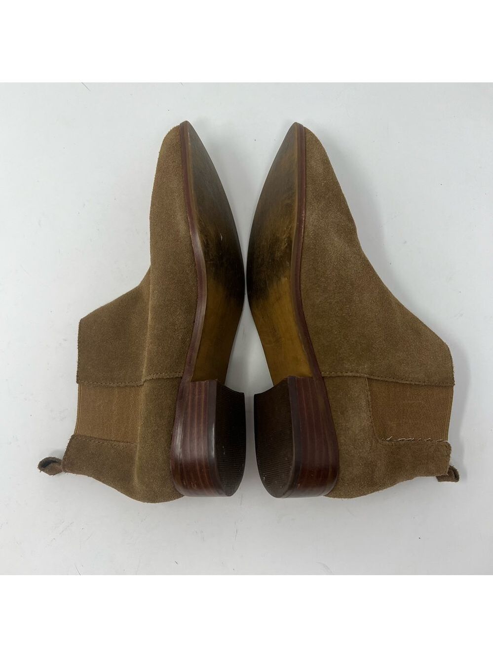 GAP Size 6.5 Tobacco Geuine Suede Chelsea Low Heel Boots Booties - Picture 10 of 12